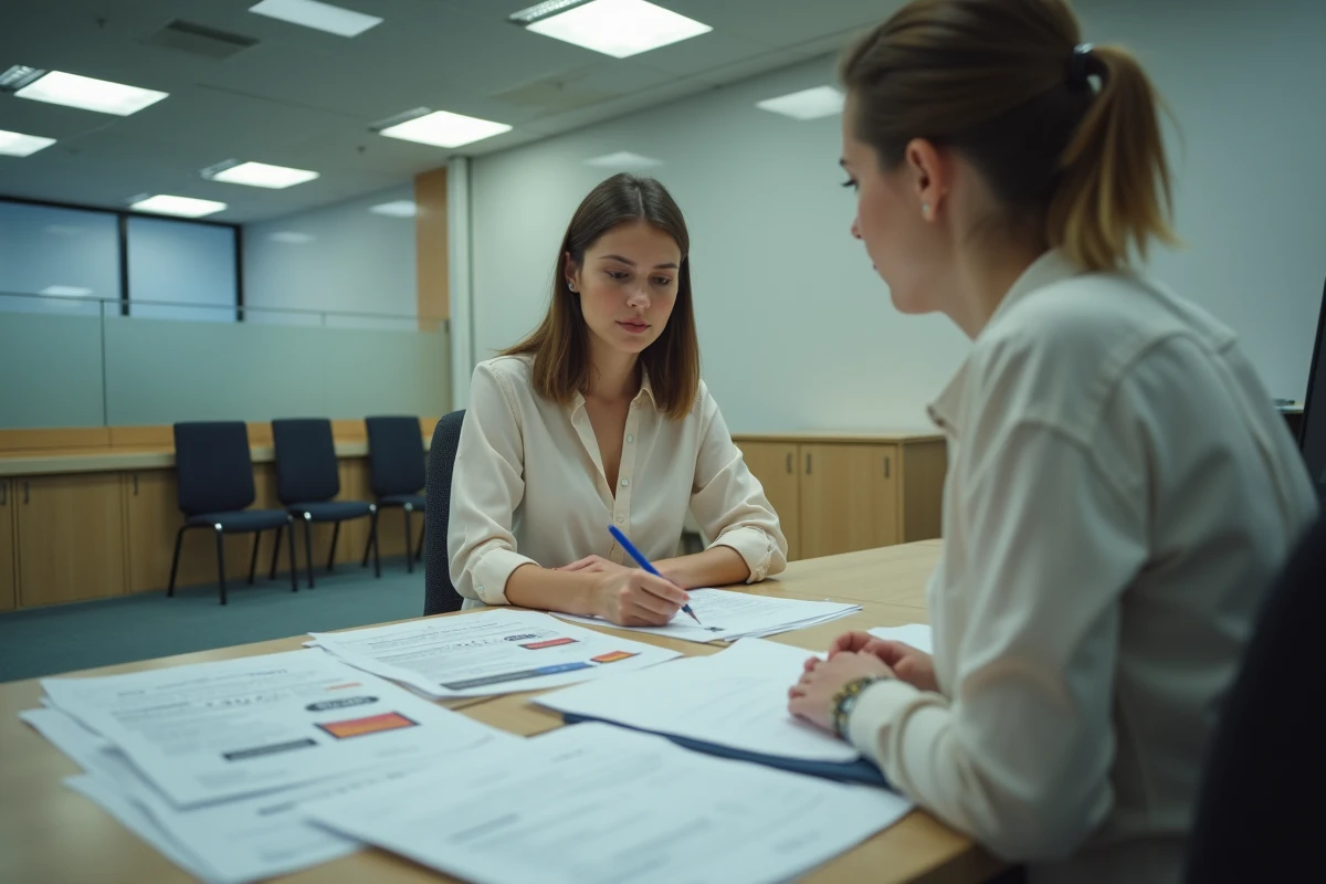 Femme effectuant une demande d'immatriculation de véhicule dans une préfecture française