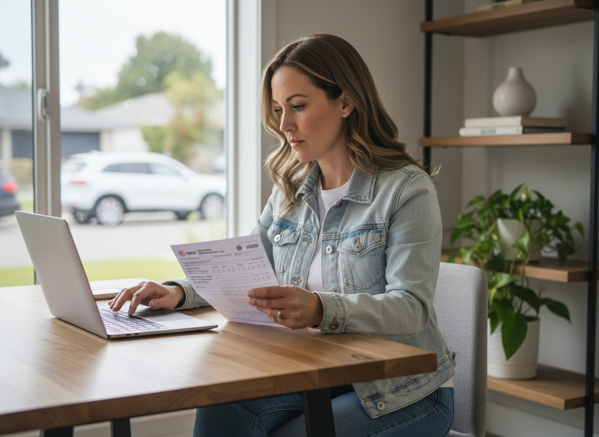Femme dans un bureau moderne avec documents auto