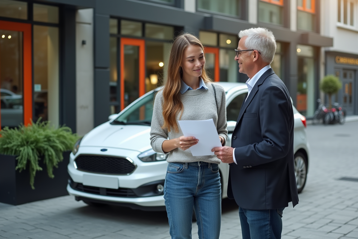 Femme discutant avec un agent d