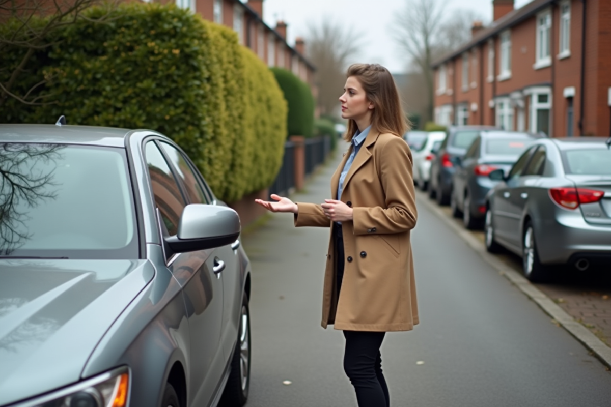 Jeune femme discutant avec un agent d