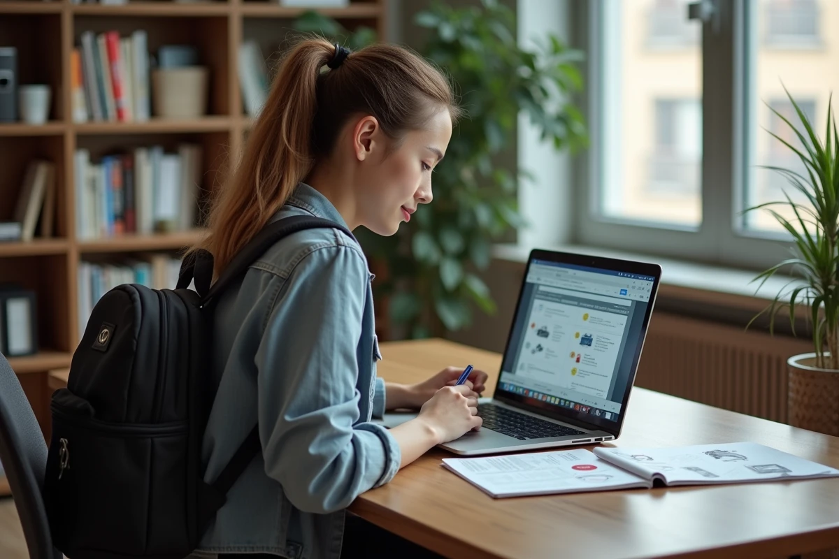 Jeune femme remplissant un formulaire de modification de voiture à domicile