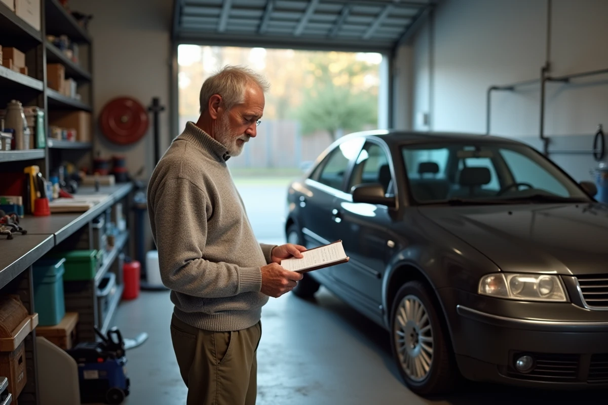 Homme vérifiant un carnet d