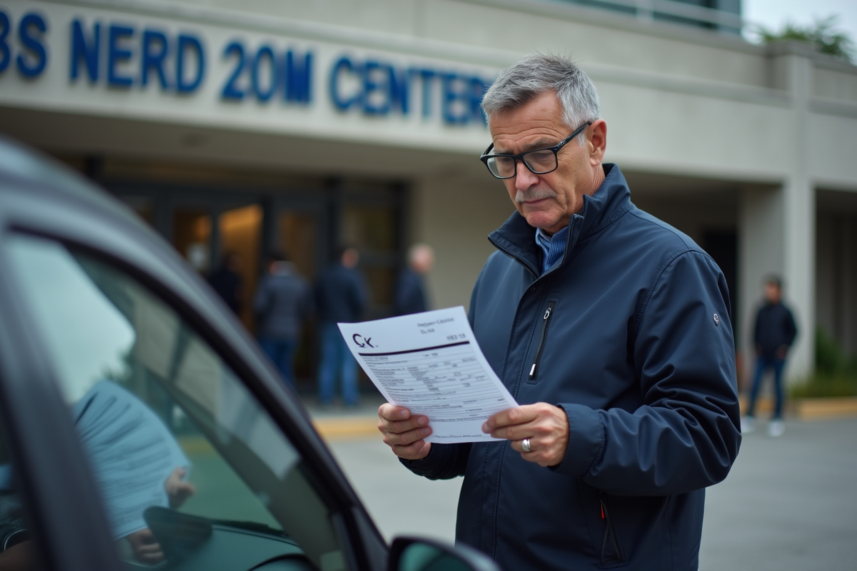 Homme vérifiant un reçu d