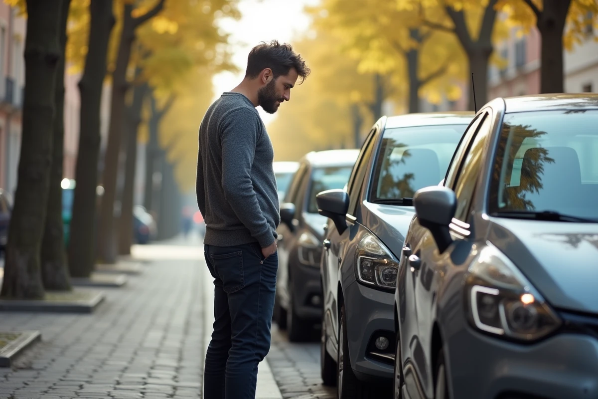 Homme inspectant le miroir d