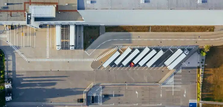 aerial view of vehicles in parking area