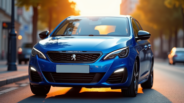 Peugeot 308 GTI moderne sur une rue urbaine ensoleillee