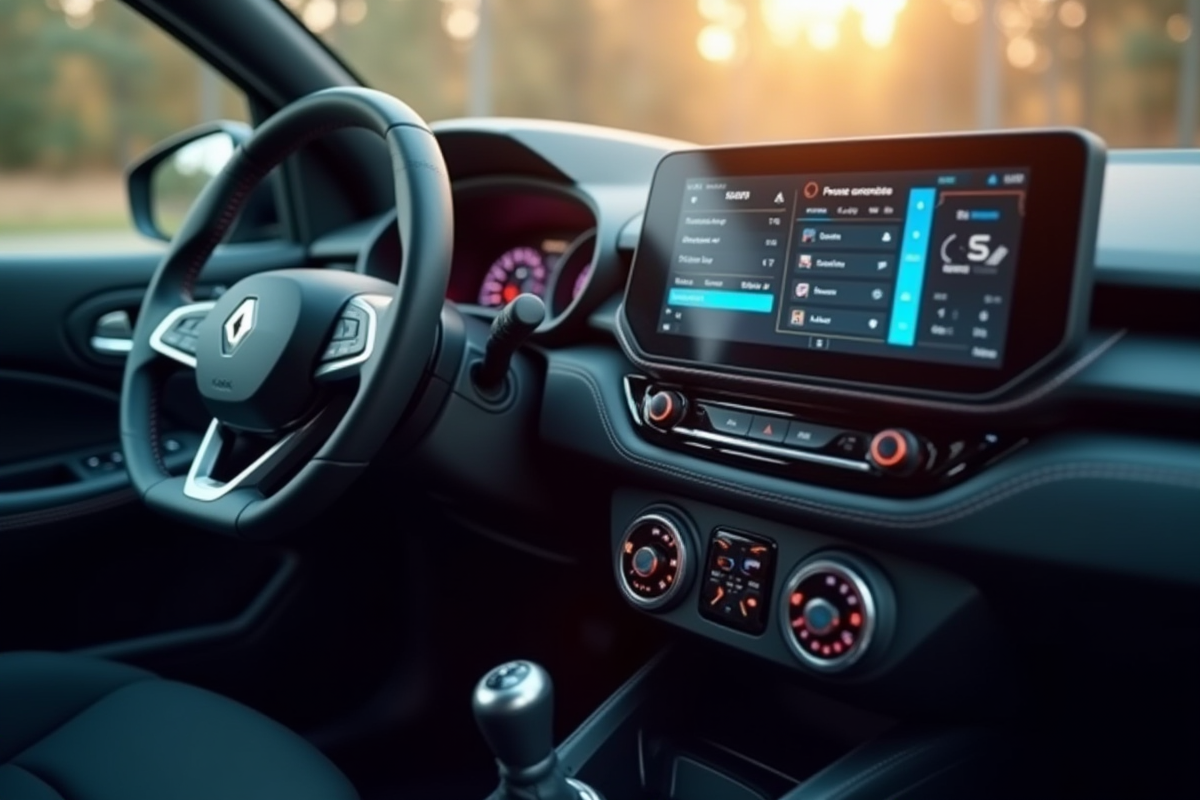 Intérieur de la Renault Clio Phase 2 avec tableau de bord numérique