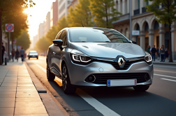 Renault Clio Phase 2 stationnée en ville en plein jour