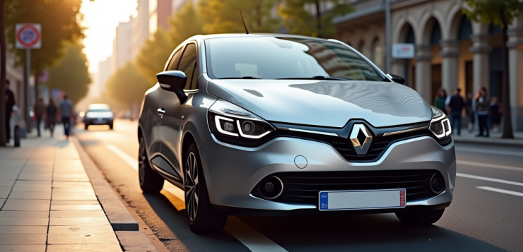 Renault Clio Phase 2 stationnée en ville en plein jour