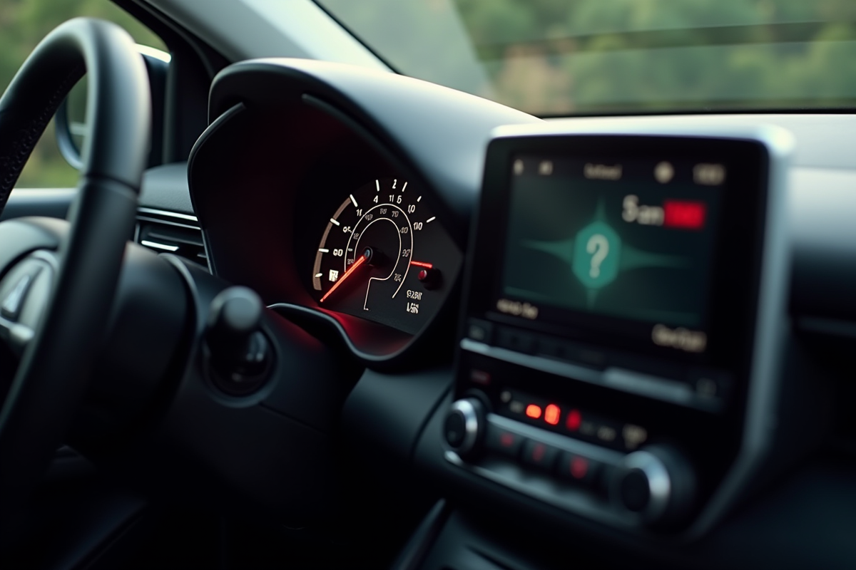 Vue rapprochée du tableau de bord Citroën avec voyant allumé en intérieur lumineux